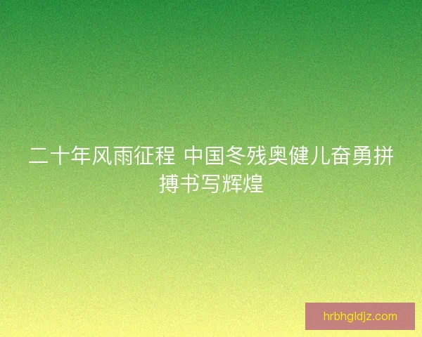 二十年风雨征程 中国冬残奥健儿奋勇拼搏书写辉煌