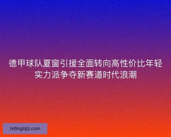 德甲球队夏窗引援全面转向高性价比年轻实力派争夺新赛道时代浪潮