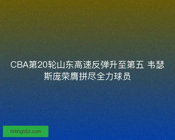 CBA第20轮山东高速反弹升至第五 韦瑟斯庞荣膺拼尽全力球员 CBA第20轮山东高速反弹升至第五 韦瑟斯庞荣膺拼尽全力球员